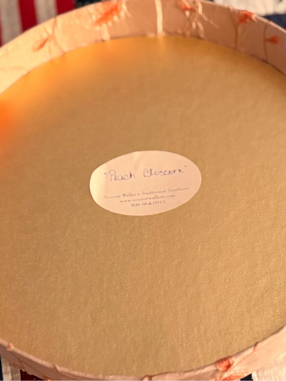 Nonnie Waller’s Peach Blossom Silk & Velvet Cushioned Hat Notion Box